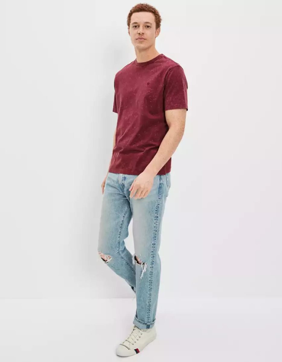 T Shirts American Eagle AE Super Soft Washed Bordeaux Homme | EJM-29612263